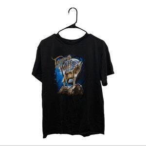 Vintage 2000s howling lone wolf tee Sz L